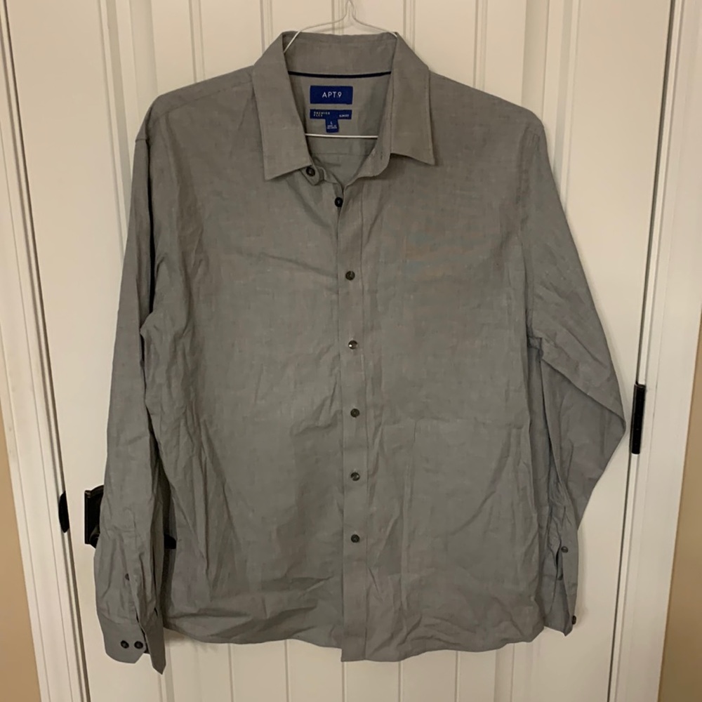 Apt 9 Slim Fit Grey Dress Shirt Button Down